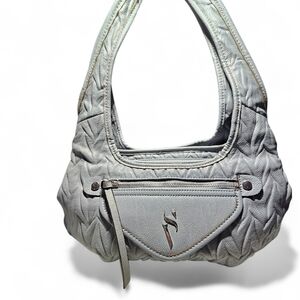 Simply Vera Vera Wang Dusty Blue Quilted Hobo Bag Chevron Faux Leather Purse